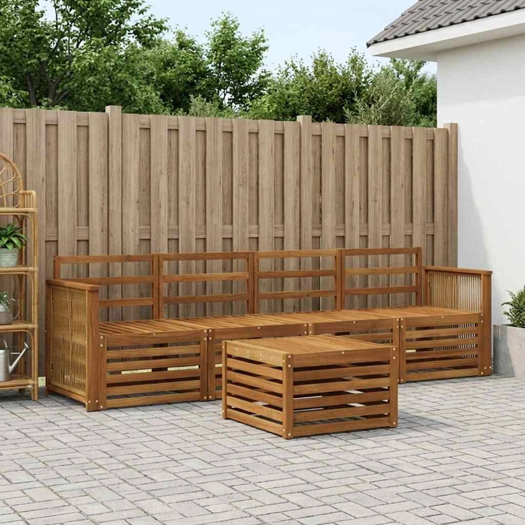 Set di divani da esterno 5 pz Naturale Legno di Acacia Massello 3383995