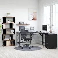 Sedia Ergonomica da Ufficio Girevole e Dondolo con Ruote, Altezza Regolabile e Schienale a Rete, 63x65x109-119 cm, Nero
