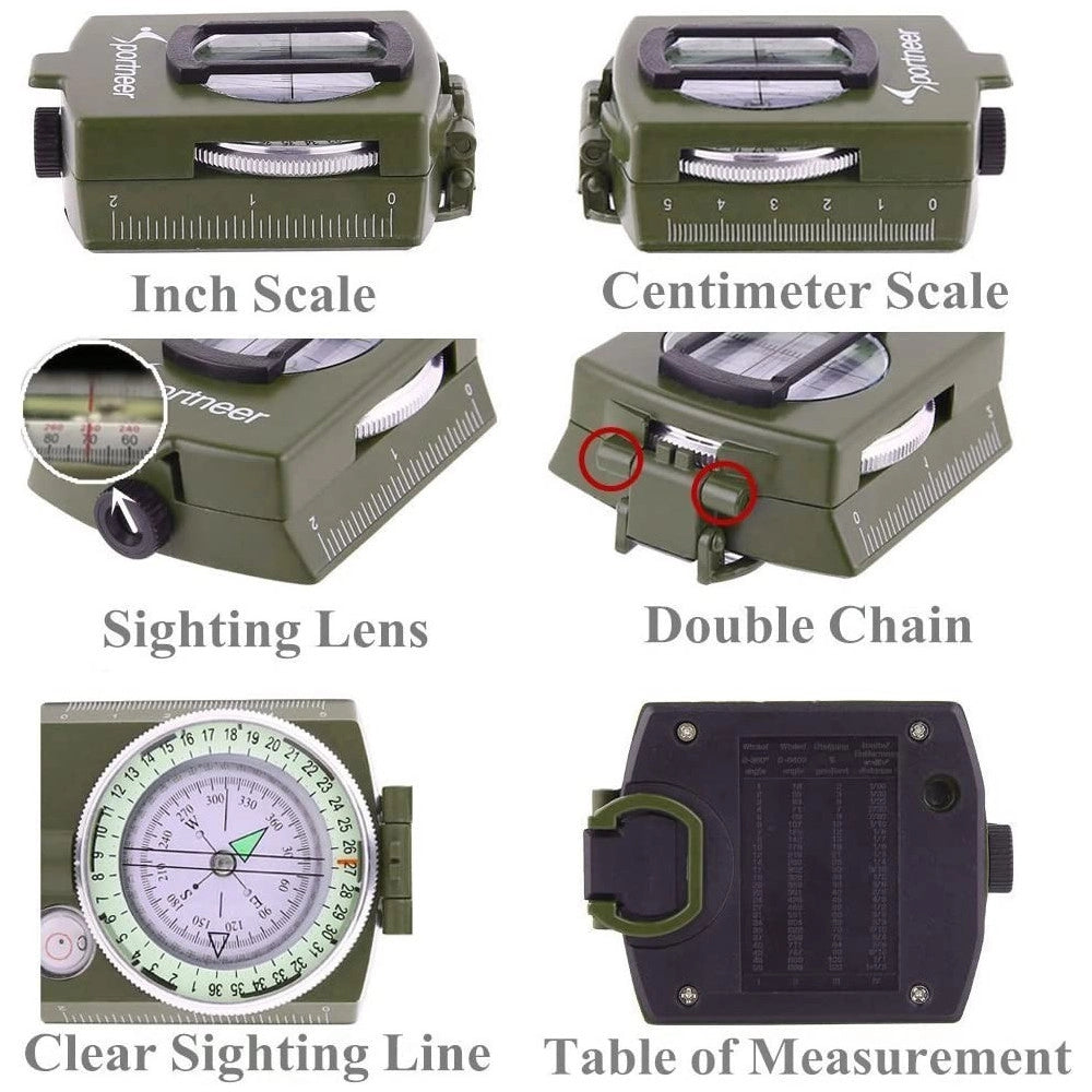 Trade Shop - Bussola Militare Professionale Geologia Multifunzione Da Campeggio Impermeabile -