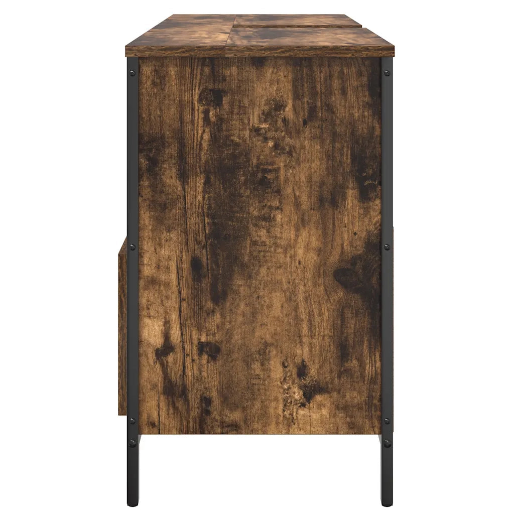 vidaXL Mobile Lavabo da Bagno con Cassetti Rovere Fumo 90x34,5x60 cm
