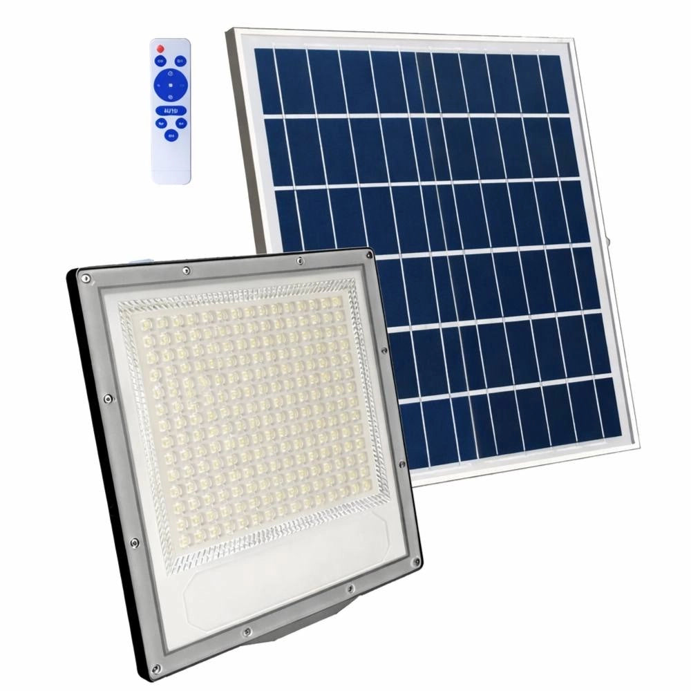 Proiettore led solare ecova con telecomando e luce bianca fredda 6500k *** potenza 100w, confezione 1