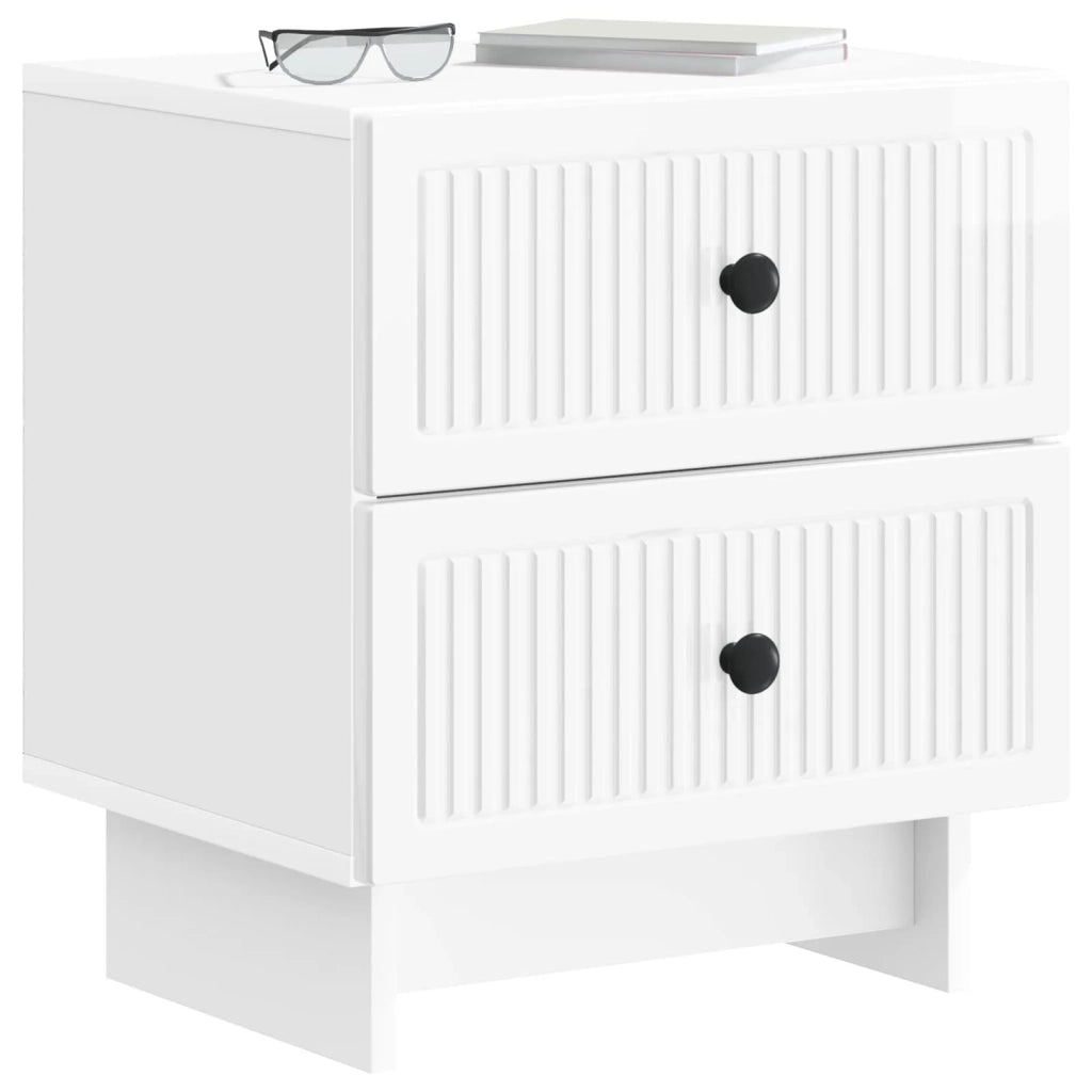 Armadio da Notte con cassetto Bianco Lucido 43 x 34,5 x 47,5 cm 893843