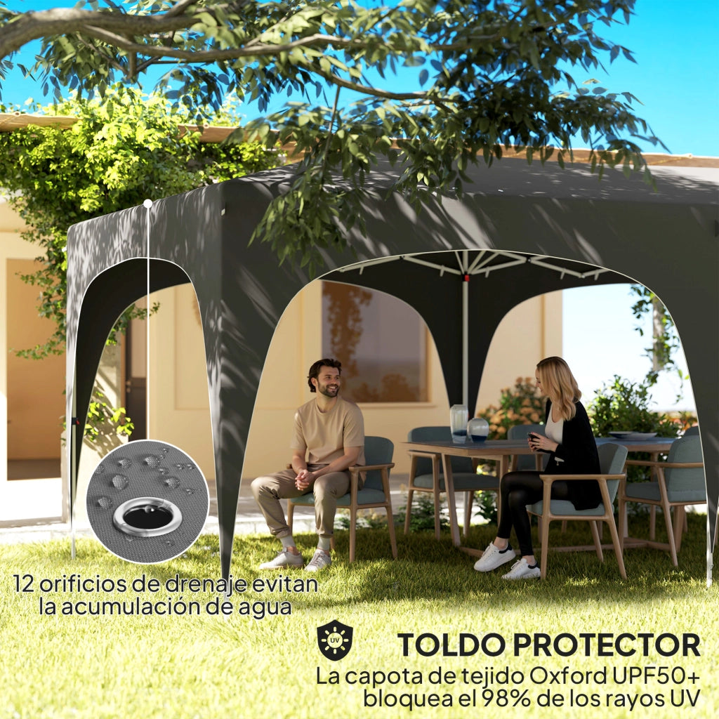 Gazebo Pieghevole 6x3 m con Pannelli Laterali UPF50+ ¨C zephmum ¨C Grigio Scuro