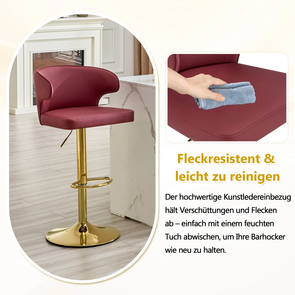 SGABELLO DA BAR Girevole Regolabile 85-110 cm Rosso PU