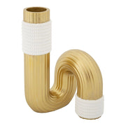 Vaso Decorativo Tubo, Oro, Poliestere, 10,7x10,7x18,3 cm
