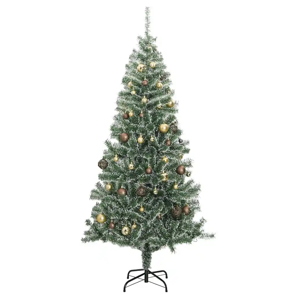 Albero di Natale Artificiale con 300 LED Palline e Neve 210 cm