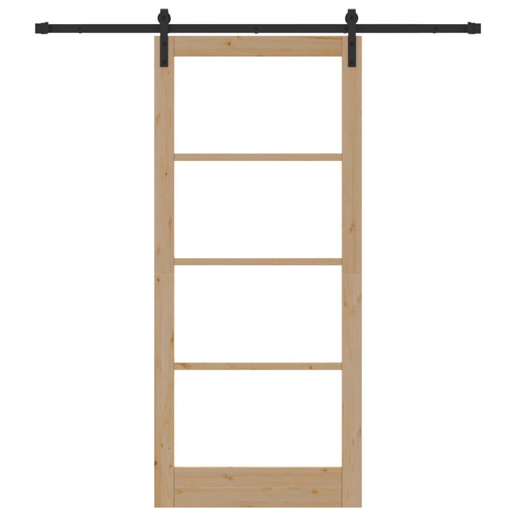 Porta Scorrevole con Set di Accessori 'ORKDAL'Legno Massello & Vetro