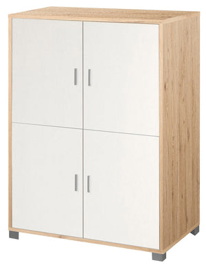 Mobile 4 Ante 107x162x41 cm Rovere Naturale/Bianco Fiammato