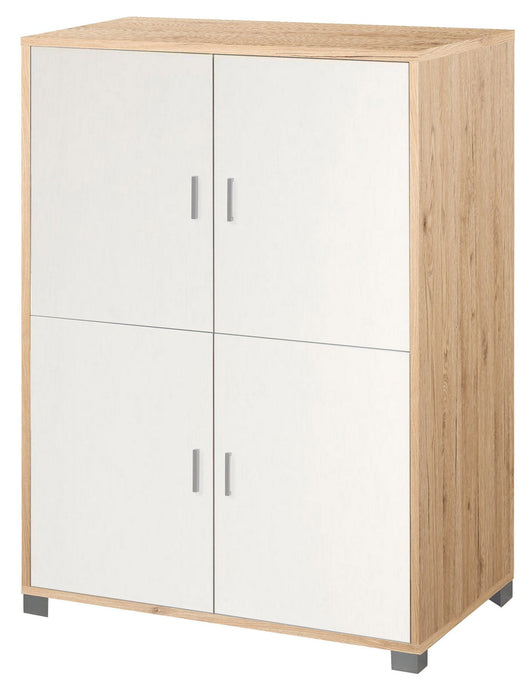 Mobile 4 Ante 107x162x41 cm Rovere Naturale/Bianco Fiammato