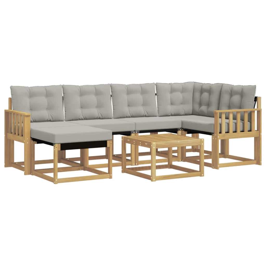 Set di divani da esterno 7 pcs Bianco e Grigio Chiaro