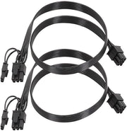 Doppio cavo di alimentazione per scheda grafica 6+2 pin, estensione da 6 a 8 pin, 60 cm, 18 AWG, cavo piano.