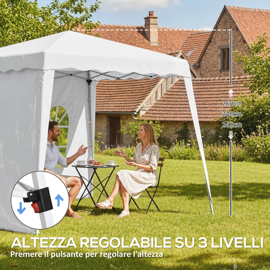 Gazebo da Giardino Pieghevole ad Altezza Regolabile in Acciaio e Tessuto Oxford, 2.4x2.4x2.5m