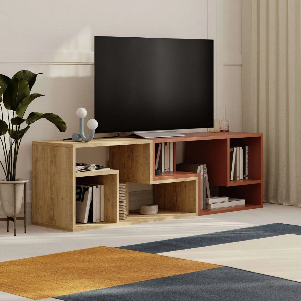Mobile TV modulare in legno "Glis" - 145 x 35 x 44 cm - Terracotta