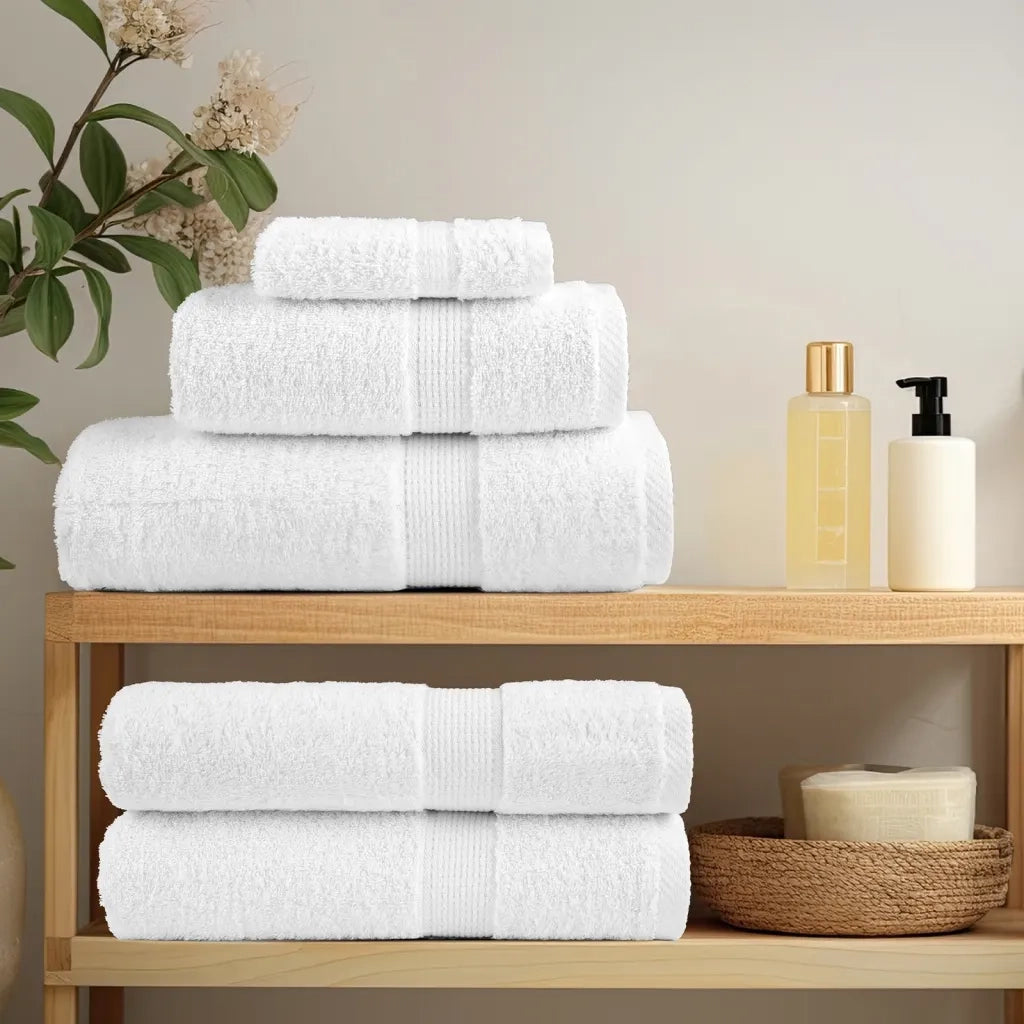 Asciugamani da doccia premium SOLUND 4 pezzi Bianco 70x140 cm 600 g/m2