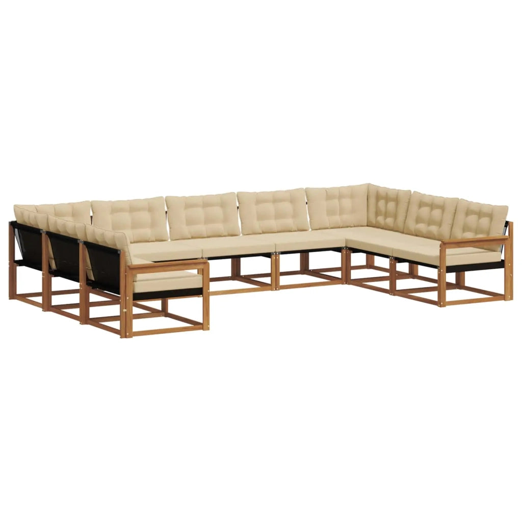 Set di divani da esterno con cuscino 9 pcs Naturale e Beige 3369836