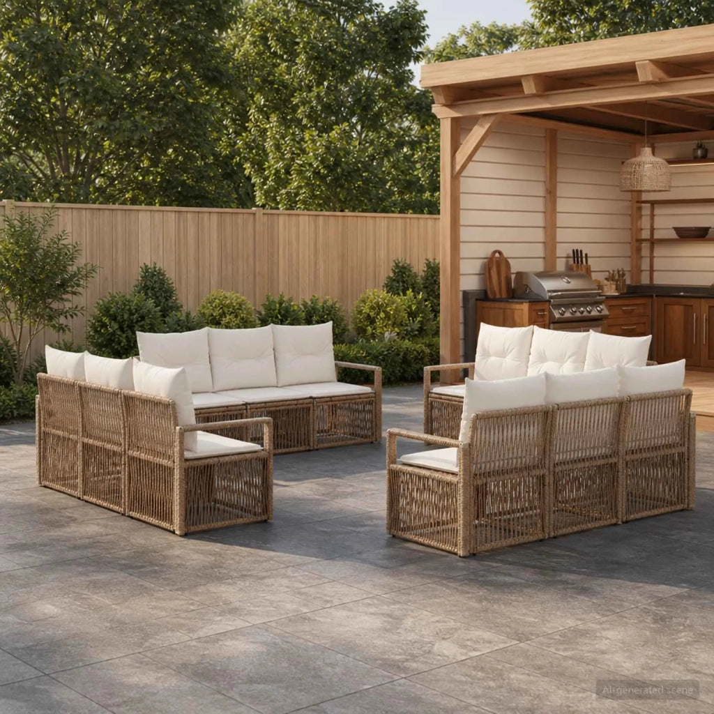 Set Divano da Giardino 12 pz Beige polyrattan 3435663