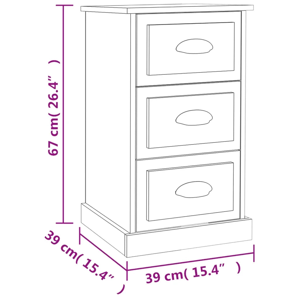 Comodino Grigio Cemento 39x39x67 cm in Legno Multistrato 816164
