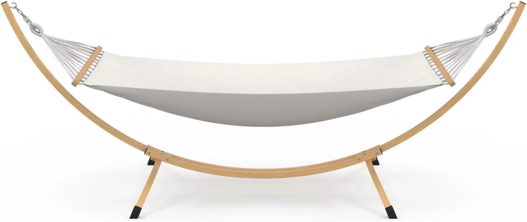Amaca XL con supporto in metallo effetto legno e tela ecru