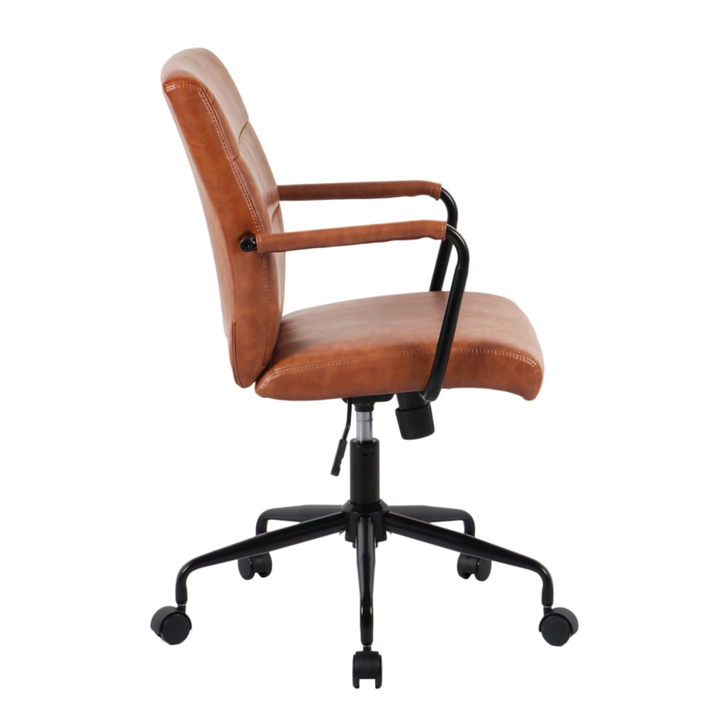 Sedia studio Hispanohogar regolabile in altezza similpelle marrone 99x64x70