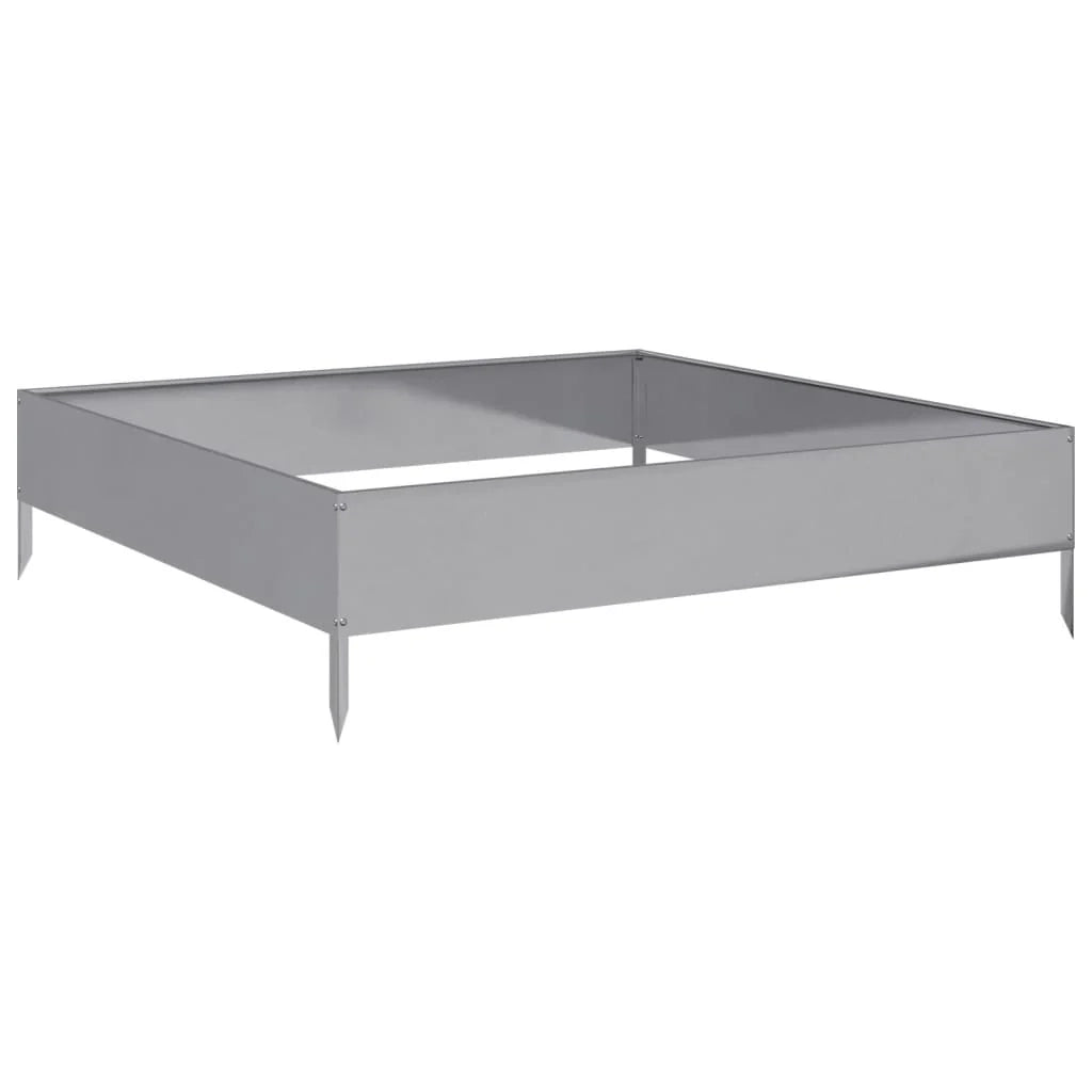 Fioriera rialzata per piante fiori patio giardino 100 x 100 x 26 cm acciaio inox argento 02_0039276