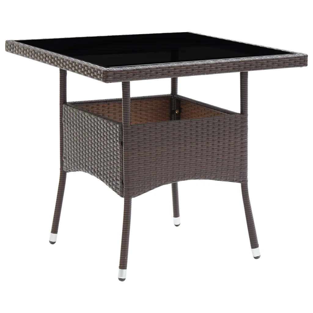 Set da Pranzo da Giardino 5 pz Marrone in Polyrattan e Vetro cod mxl 39357