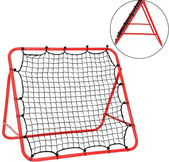 Rebounder da Calcio - Rebounder da Calcio Adattabile Incluso 4 Ganci per Terra Rosso