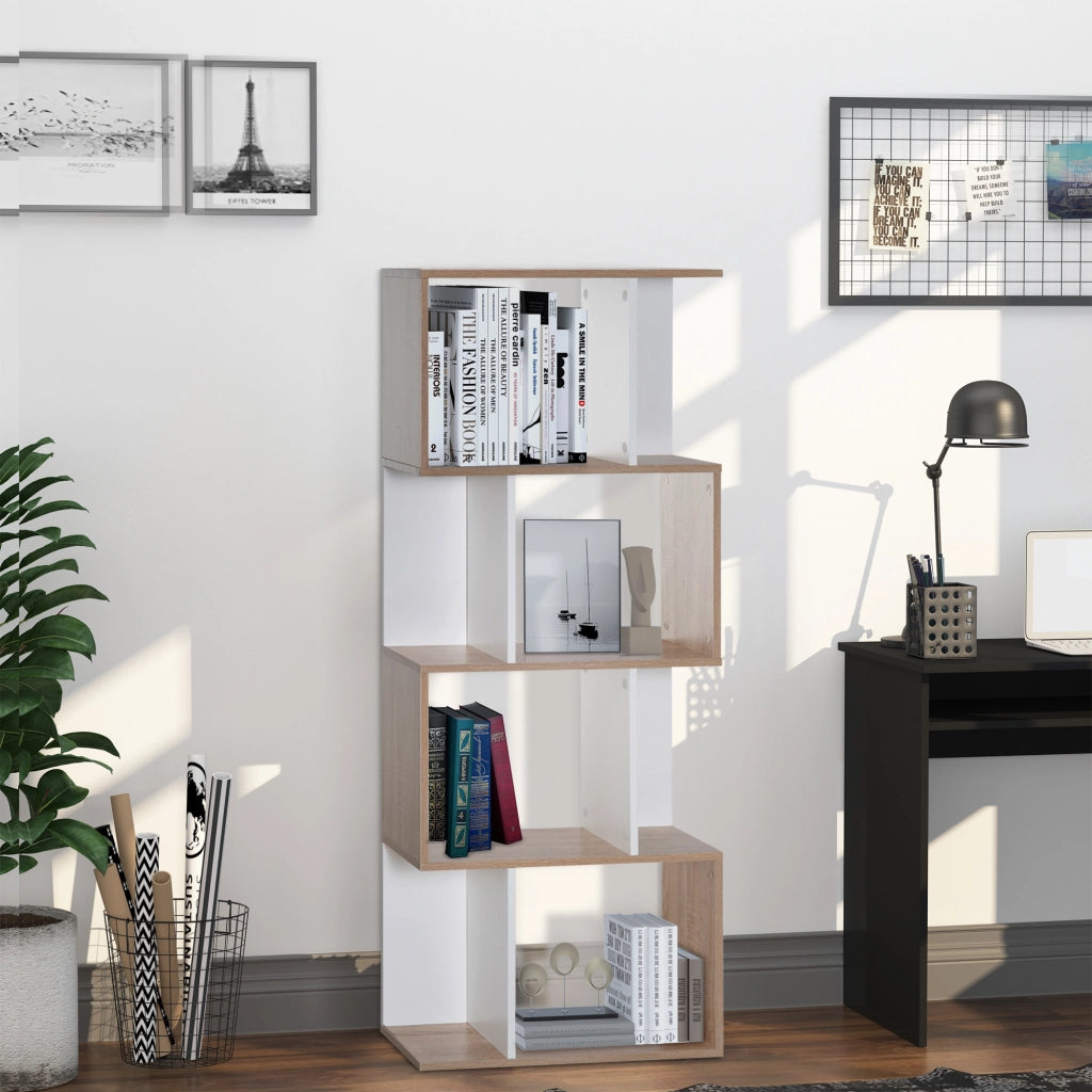 Libreria di Design Scaffale Ufficio Legno Moderna 4 Ripiani 60¡Á24¡Á148cm