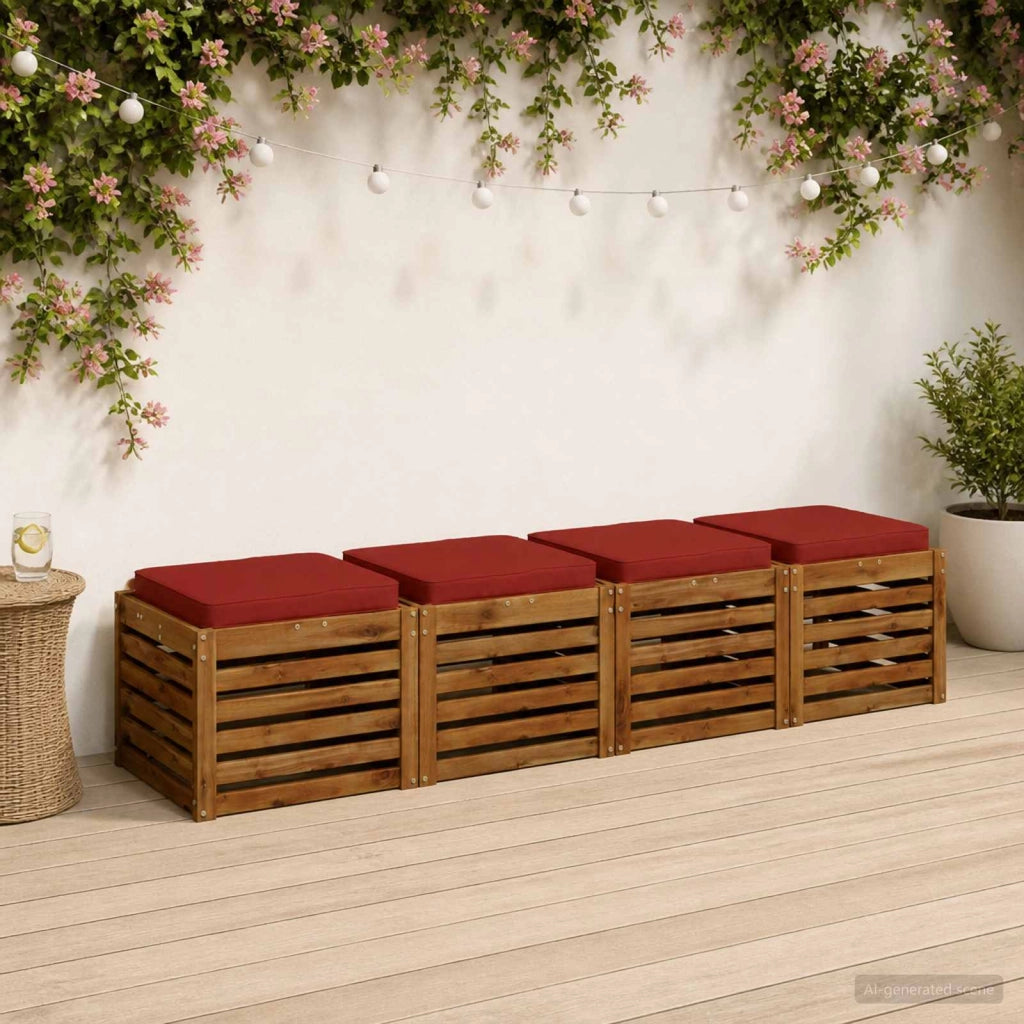 Cuscini per Sedia in 4 Pezzi VUGHT 4 pcs 100% Poliestere Rosso 946217