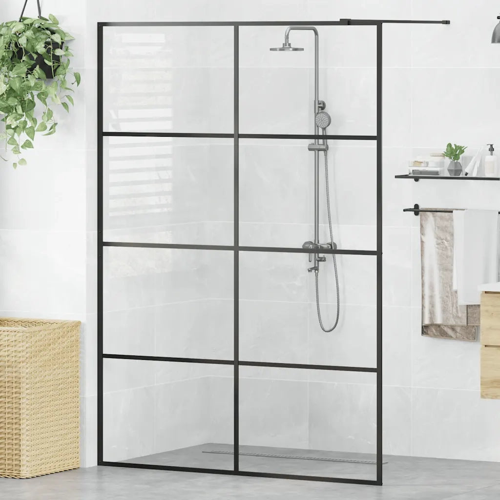 Parete Doccia Walk-in in Vetro Trasparente ESG 140x195cm Nera 151037