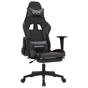 Sedia da Gaming | Sedia da e-sports Massaggio Poggiapiedi Nero e Grigio Similpelle
