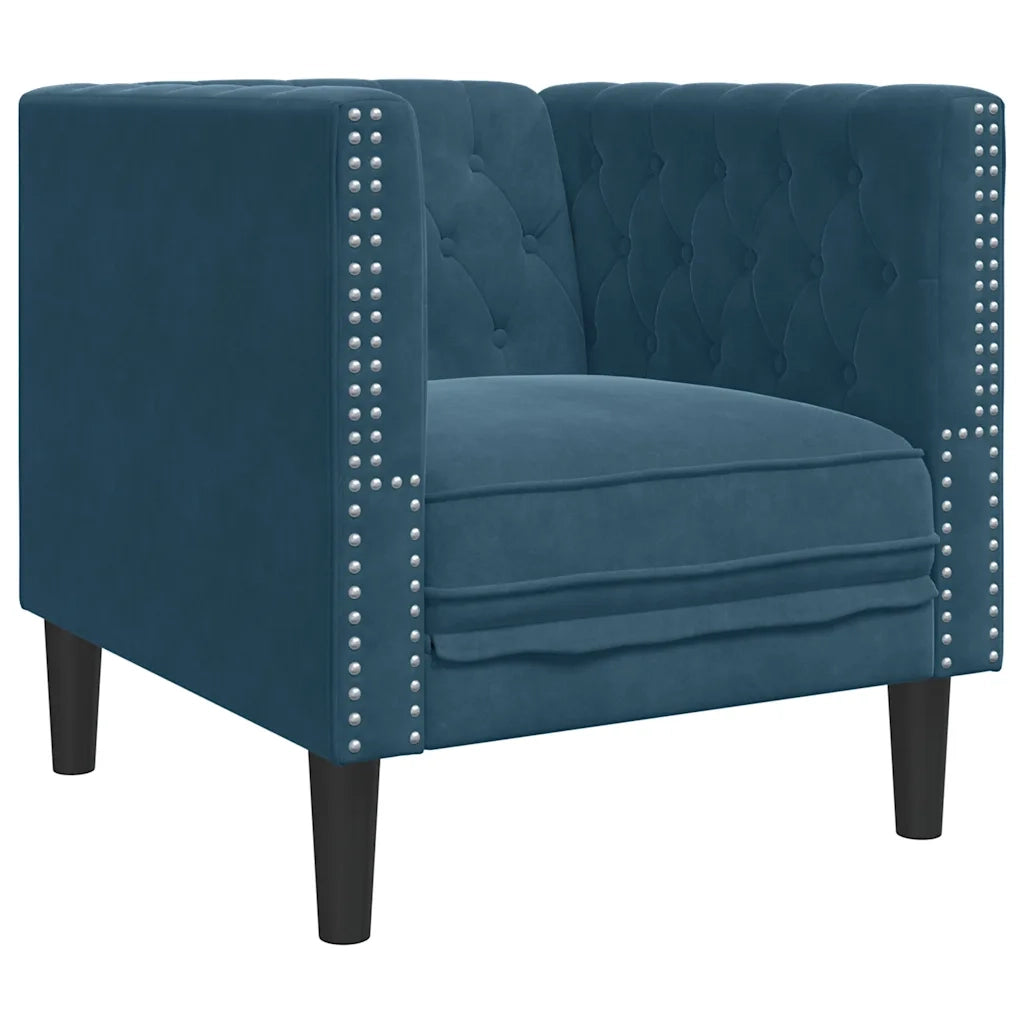 Divano Sedia-Poltrona Chesterfield Blu in Velluto