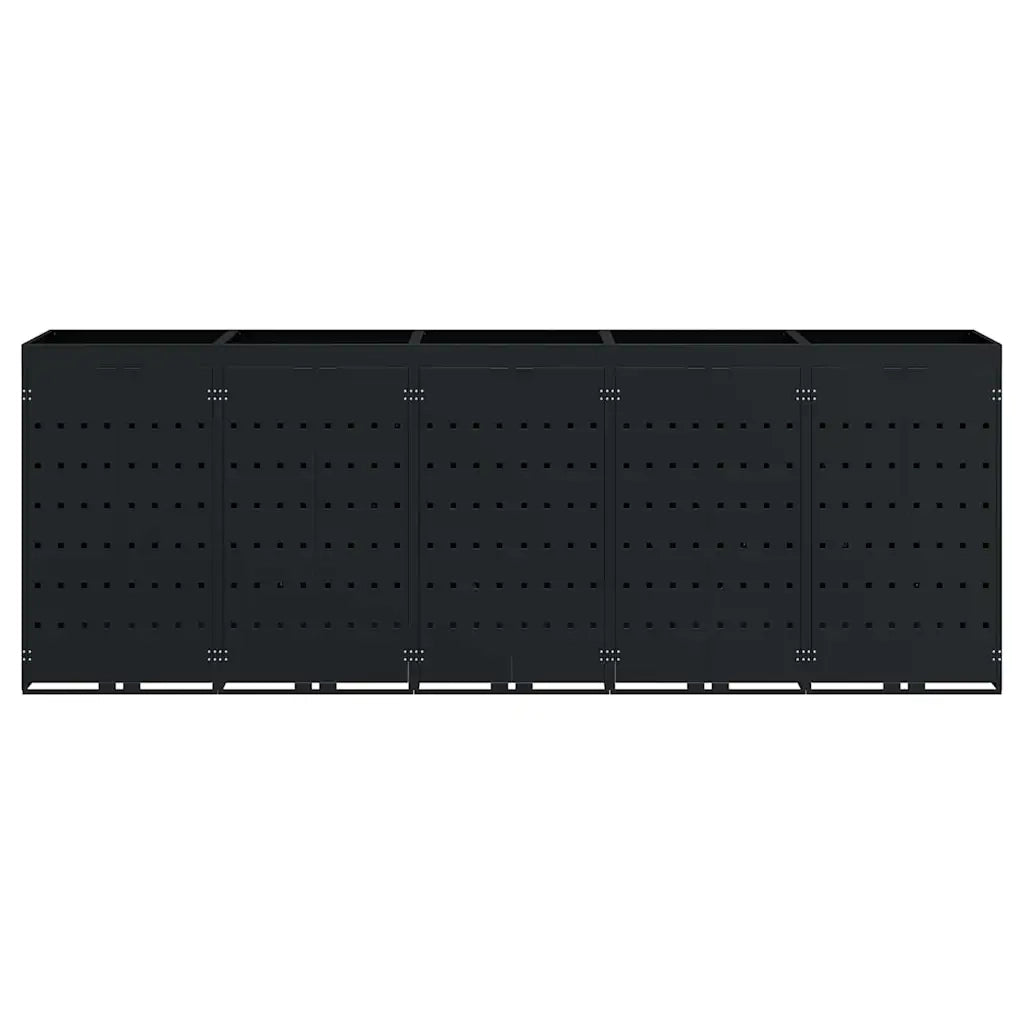 Contenitore per Rifiuti per 5 Bidoni Nero 340 x 77,5 x 121,5 cm