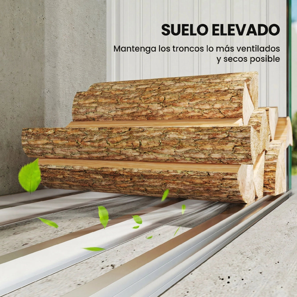 Casetta per Legna da Giardino in Acciaio ¨C Minimal ¨C Verde 213x66,5x150 cm