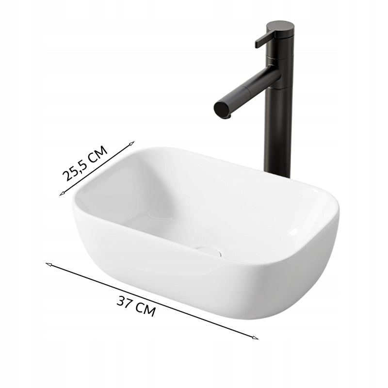 LAVABO DA APPOGGIO IN CERAMICA BIANCO OVALIZZATO LUCIDO 37 x 25,5 CM