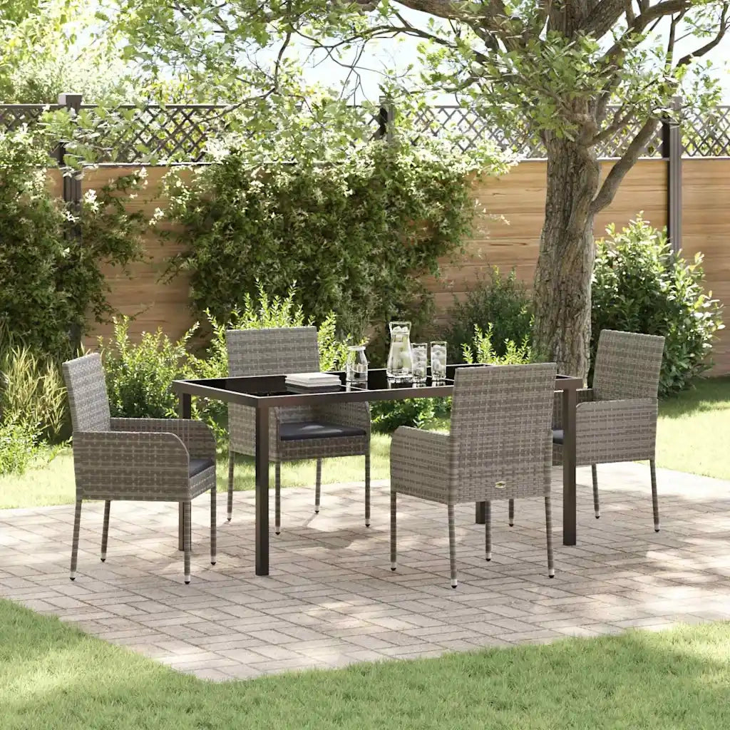 Set da Pranzo per Giardino con cuscino 5 pcs Grigio polyrattan 3380109