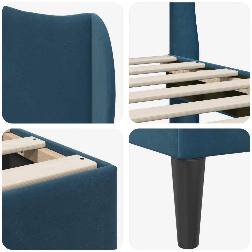 Struttura del letto con testiera Blu 120 x 200 cm Velluto 42027916