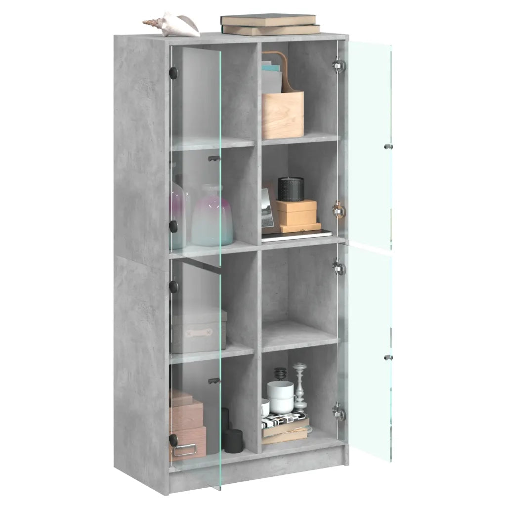 Credenza con Ante Grigio Cemento 68x37x142 cm Legno Multistrato 3295860