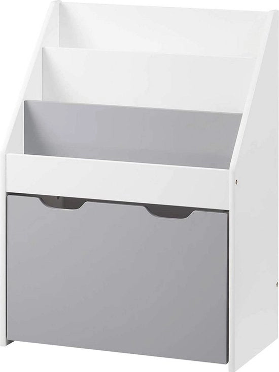 Cassa per Libri per Bambini - 3 Comparti di Stoccaggio - Materiale MDF - Dimensioni 55 x 28 x 69,5 cm