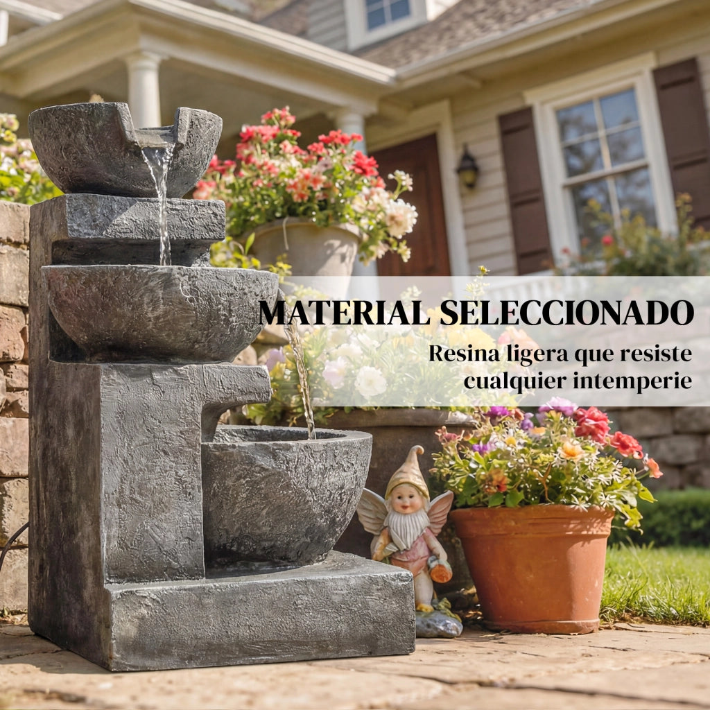 Fontana da Giardino a 3 Livelli con Luce LED ¨C zephmum ¨C 40x37x61 cm Multicolore