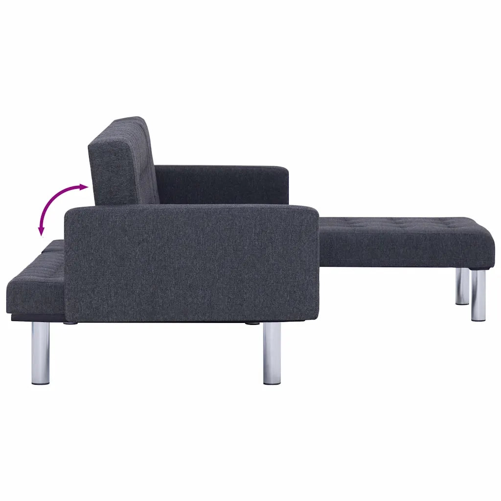 Divano letto a L grigio scuro in poliestere 282304