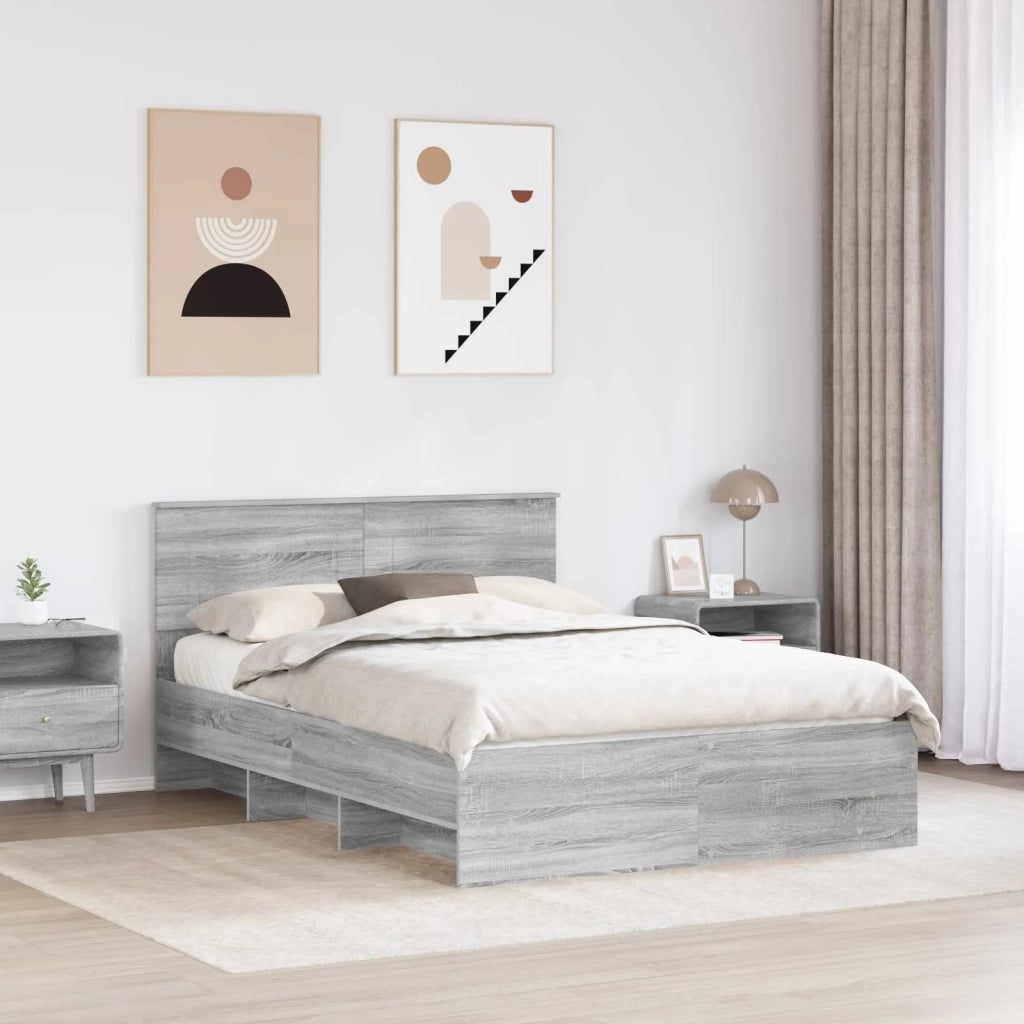 Struttura del letto con testiera Grigio Sonoma 150 x 200 cm