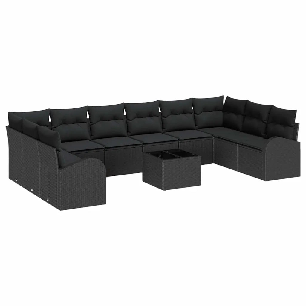 Set di divani con cuscino 11 pcs Nero Polyrattan 3346233