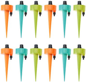Sistema di Irrigazione Automatico - Zaffate per Piante - Fornitura d'Acqua alle Piante - Valvola Regolabile - 12 pezzi - Arancione Blu Verde