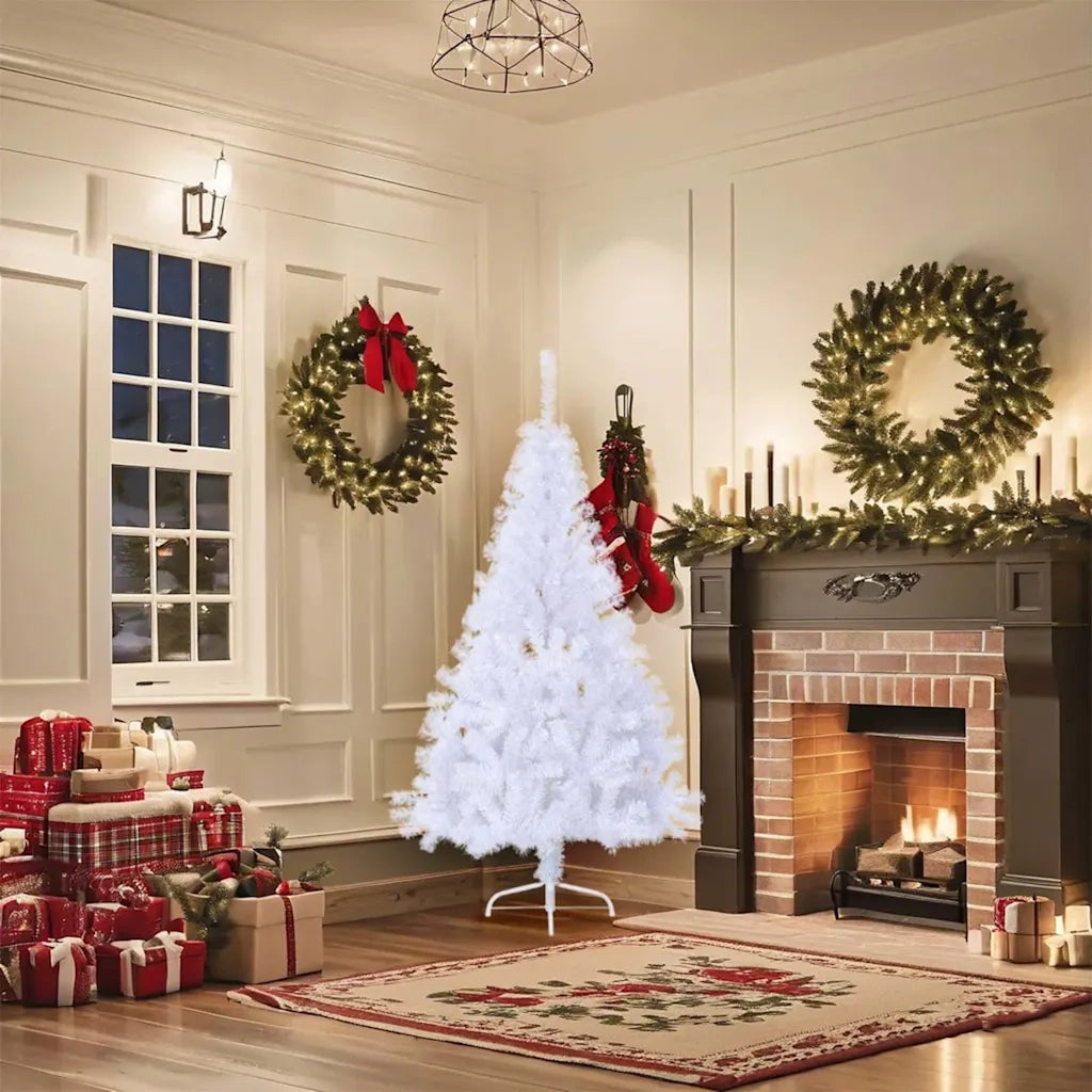 Albero di Natale Artificiale Metà con Supporto Bianco 150cm PVC 328418