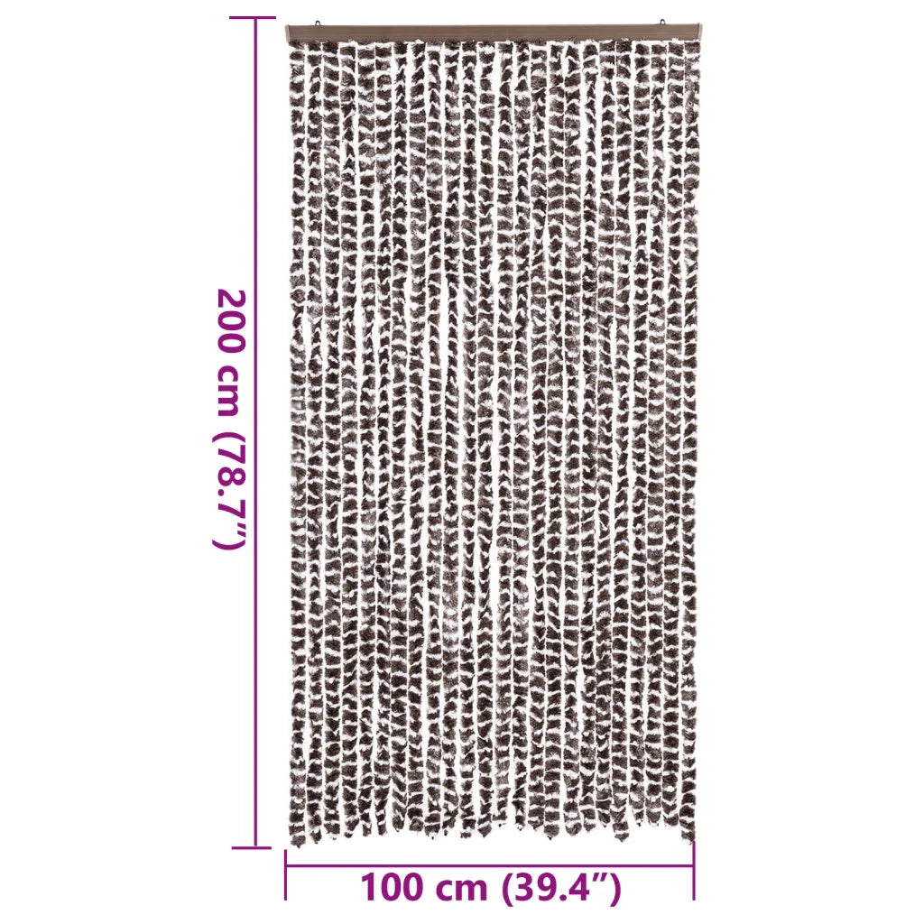 Tenda Antimosche-Zanzariera Marrone e Bianca 100x200 cm in Ciniglia