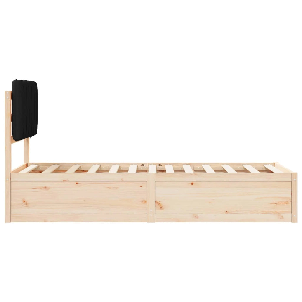Letto con Testiera Rivestita-Struttura Letto con Testiera Nero 75 x 190 cm Pino massello 272022