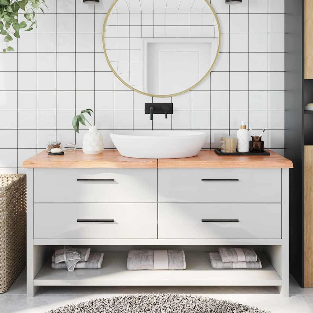 Piano Bagno Marrone 160x40x(2-4) cm Legno Massello Trattatocod mxl 71905