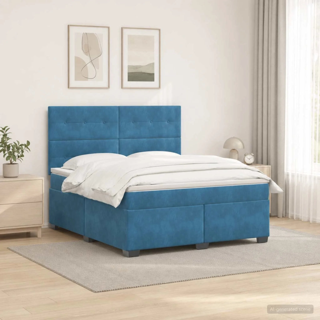 Letto box spring con materasso Blu 140 x 200 cm Velluto 3455124