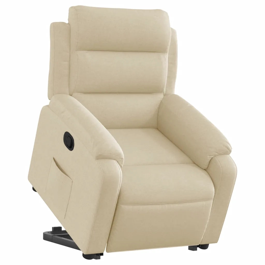 Poltrona | Sedia Relax Alzapersona Reclinabile Crema in Tessuto