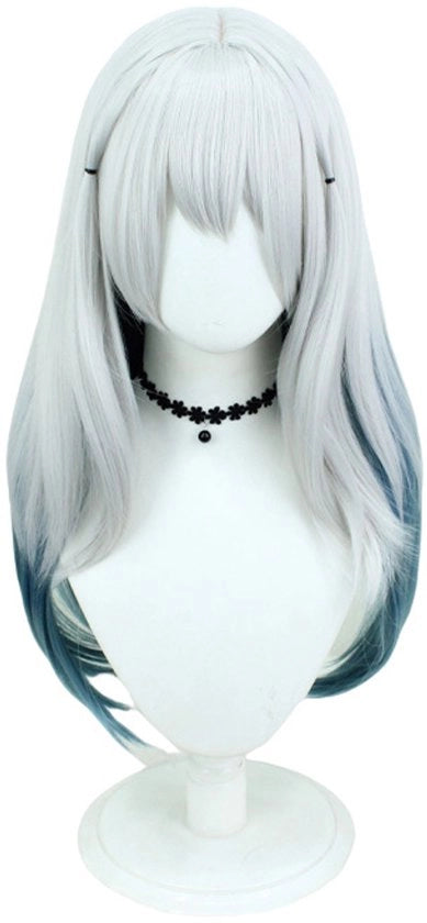 Pruik a gradiente d'argento per donne | Capelli lunghi e dritti, termoresistente e stilevole | Adatto per cosplay, fotografie e spettacoli, 65 cm